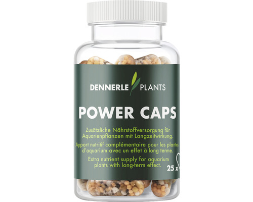 Aquariumpflanzendünger DENNERLE PLANTS Power Caps 25 St Wurzeldünger in Kapselform mit Stickstoff, Phosphor, Eisen und Mikronährstoffe, Düngekapseln Dennerle Plants Power Caps für Aquarienpflanzen in einer transparenten Dose