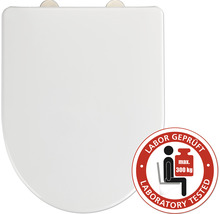 Toilettendeckel mit Prüfsiegel für maximale Belastbarkeit von 300 Kilogramm