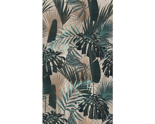 Fototapete Vlies 39180-1 The Wall II Monstera petrol 3-tlg. 159 x 280 cm Tapete mit tropischem Pflanzenmuster