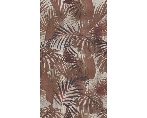 Fototapete Vlies 39180-2 The Wall II Monstera rotbraun 3-tlg. 159 x 280 cm Tapete mit tropischem Blätterdesign
