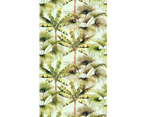 Fototapete Vlies 39183-1 The Wall II Dschungel hellgrün 3-tlg. 159 x 280 cm Illustration von Bananenpalmen und Fächerpalmen als Tapetenmuster