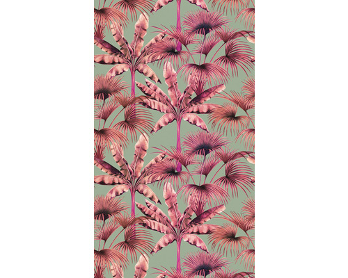 Fototapete Vlies 39183-3 The Wall II Dschungel blau pink 3-tlg. 159 x 280 cm Tapete mit Palmenmuster