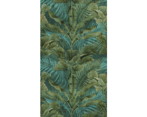 Fototapete Vlies 39185-1 The Wall II Dschungel grün blau 3-tlg. 159 x 280 cm Tapete mit Dschungel-Blätter-Motiv