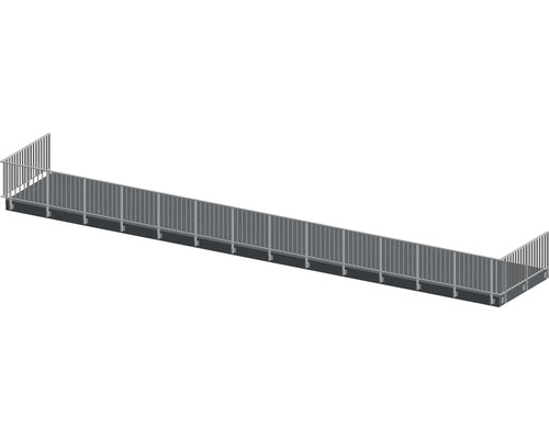 Pertura Geländer-Komplettset Triton taupe U-Form Aluminium für Seitenmontage 18 m Langer Steg mit Geländer