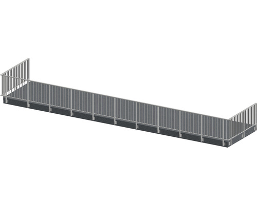 Pertura Geländer-Komplettset Triton taupe U-Form Aluminium für Seitenmontage 15 m Metallsteg mit Geländer