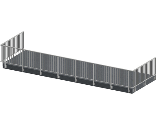 Pertura Geländer-Komplettset Triton taupe U-Form Aluminium für Seitenmontage 12 m Draufsicht einer barrierefreien Rampe mit Geländer