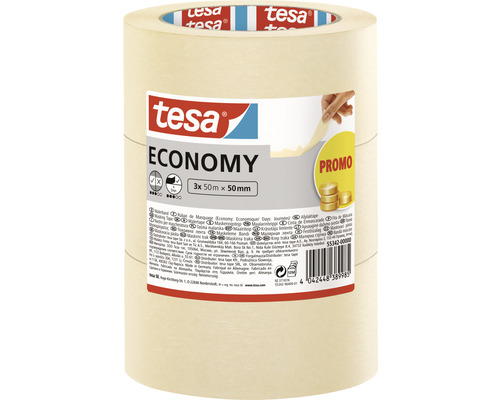 Malerband Tesa Economy, 3er Pack, 50 m x 50 mm