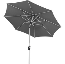 Grauer Sonnenschirm mit Metallgestell