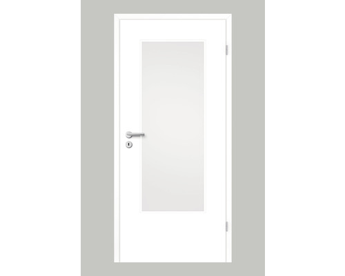 Innentüre Pertura Yori weiß mit Lichtausschnitt (exkl. Glas) 80x203 cm rechts Weiße Innentür mit Glaseinsatz und Türgriff