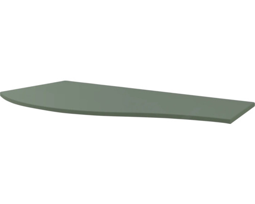 Waschtischplatte Baden Haus Vague 104x51x1,6 cm dunkelgrün für Waschtisch links Regalboden mit abgerundeter Kante