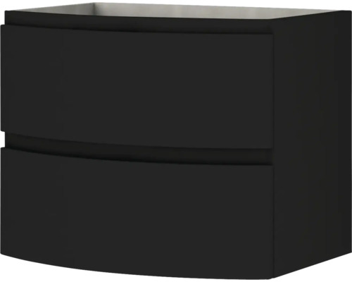 Waschbeckenunterschrank Baden Haus Vague 69x55x52 cm ohne Waschbecken schwarz matt Unterschrank mit zwei Schubladen für das Badezimmer