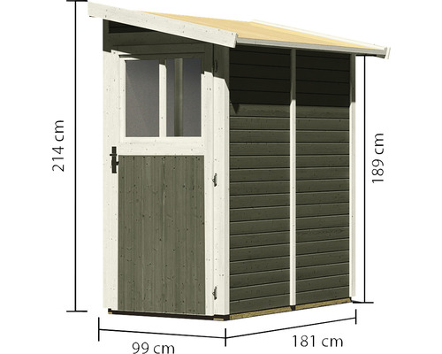 Gartenhaus mit den Maßen 214 x 99 x 181 Zentimeter