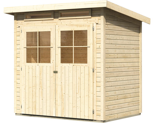 Holzgartenhaus mit Doppeltür und Fenstern