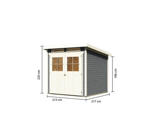 Gartenhaus mit Doppeltür und Maßangaben