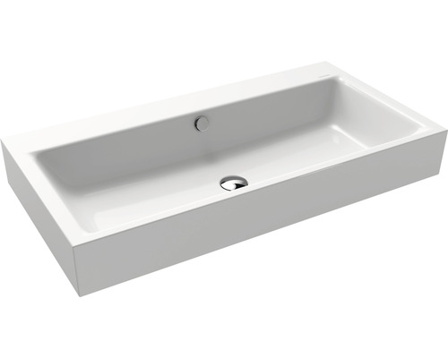 Waschtisch Kaldewei Puro 90x46 cm weiß glänzend Emailliert Weißes Keramik Waschbecken mit Überlauf und Ablauf