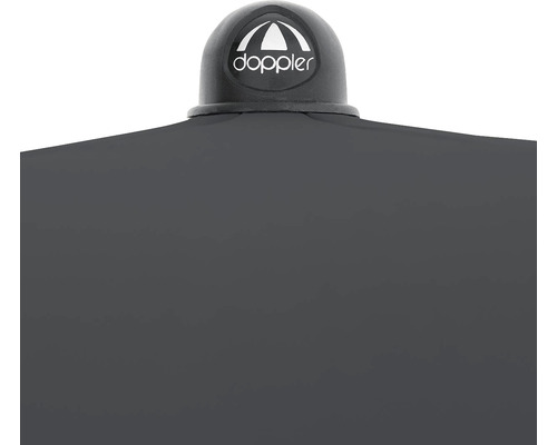 Doppler Logo auf einem Sonnenschirm