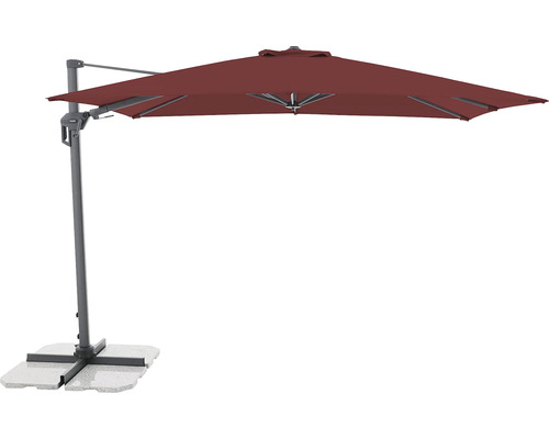 Sonnenschirm Ampelschirm Doppler Active Green Edition Waterproof mit Kurbelfunktion 310x210 cm Polyester bordeaux