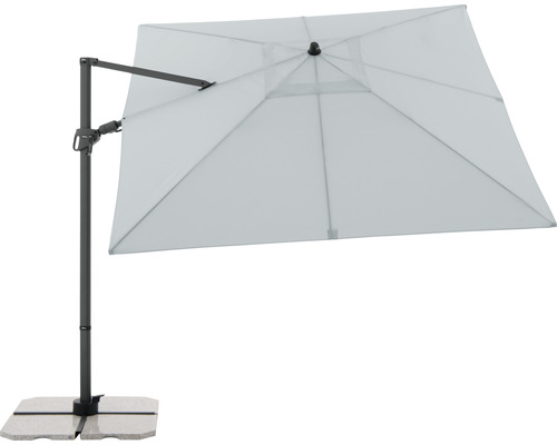Quadratischer Ampelschirm mit Standfuß für den Garten