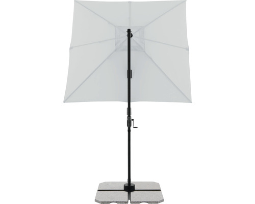 Quadratischer Sonnenschirm mit Kurbel und Schirmständer