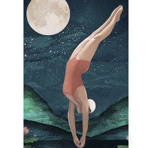 Illustration einer Frau beim Turmspringen bei Nacht