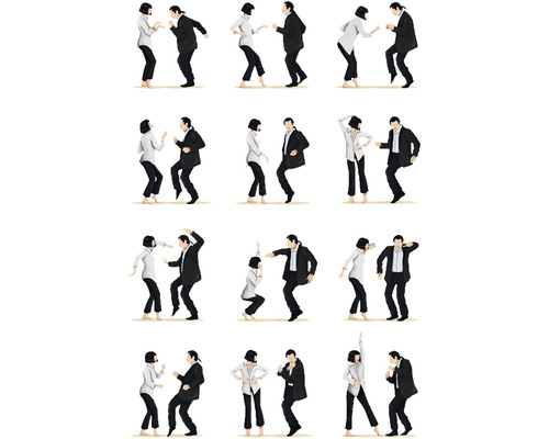 Illustration von tanzenden Paaren in Anzügen