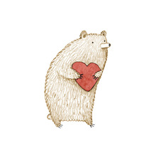 Illustration eines Bären, der ein Herz hält