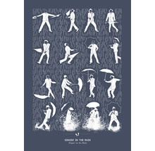 Illustration von Tänzern mit Regenschirmen im Regen