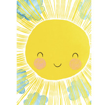 Illustration einer lächelnden Sonne mit Wolken