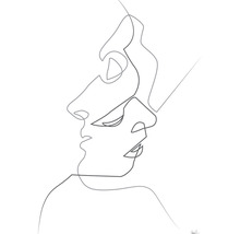 Illustration mit zwei durchgehenden Linien, die menschliche Gesichter darstellen