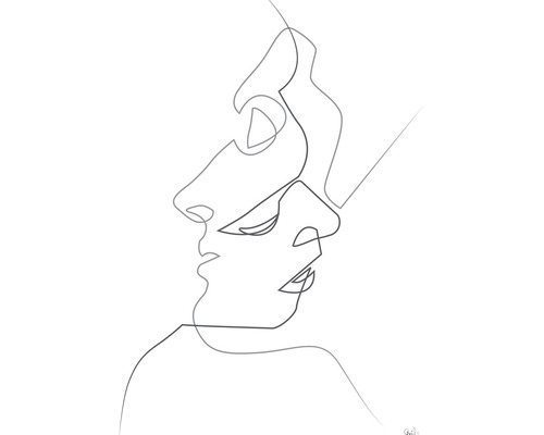 Illustration mit zwei durchgehenden Linien, die menschliche Gesichter darstellen