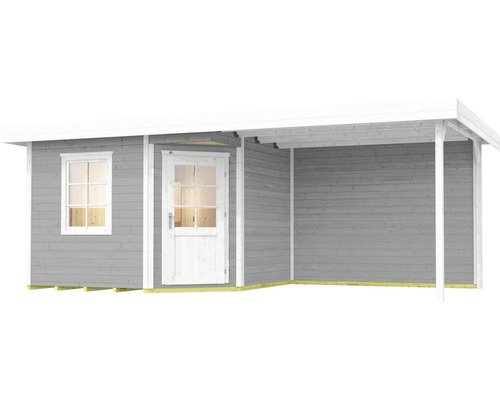 Gartenhaus mit Fenster, Tür und überdachter Veranda