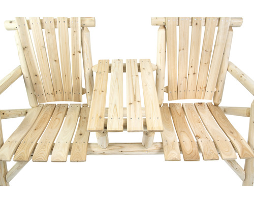 Doppelsitzbank aus Holz mit Tisch