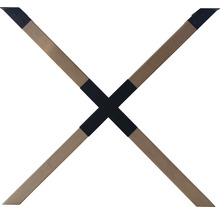 Tischgestell aus Holz und Metall im X-Design
