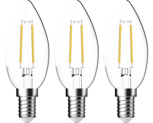 3x LED Kerzenlampe C35 E14/4,2W(40W) 470 lm 2700 K warmweiß klar 3 Stück 3x LED Kerzenlampe C35 E14/4,2W(40W) 470 lm 2700 K warmweiß klar 3 Stück