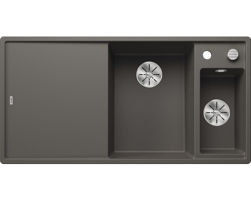 Spüle Blanco Axia III 6 S rechts 510x1000 mm mit Glasschneidbrett vulkangrau Spüle mit Abtropffläche und zwei Becken