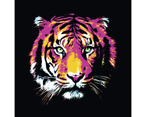 Glasbild Colored Tiger 20x20 cm