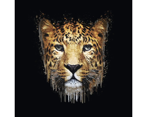 Glasbild Leopard Illustration 20x20 cm