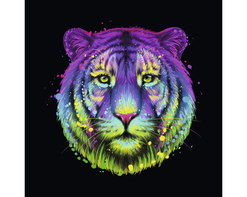 Glasbild Neon Tiger 20x20 cm