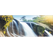 Wasserfall mit Felsen und Pflanzen