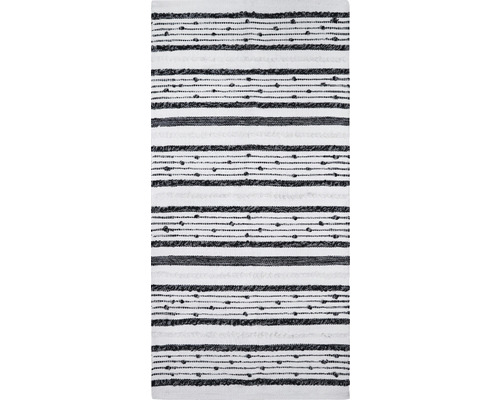 Fleckerlteppich Tupfen weiß/schwarz 65x130 cm