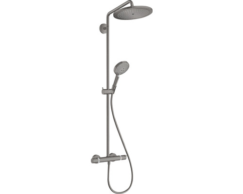 Duschsäule hansgrohe Croma Select S 26891340 mit Thermostat schwarz chrom gebürstet Duschsystem mit Kopfbrause, Handbrause und Thermostatmischer