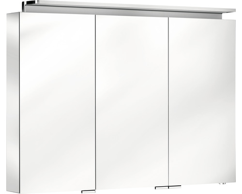 LED-Spiegelschrank Keuco Royal L1 3-türig 100x15x74,2 cm silber mit 2 innenliegende Schubkästen