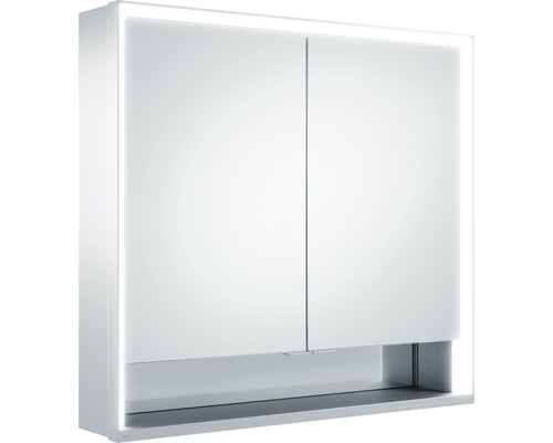 LED-Spiegelschrank Keuco Royal Lumos 2-türig 80x16,5x73,5 cm silber mit Ablagefach offen