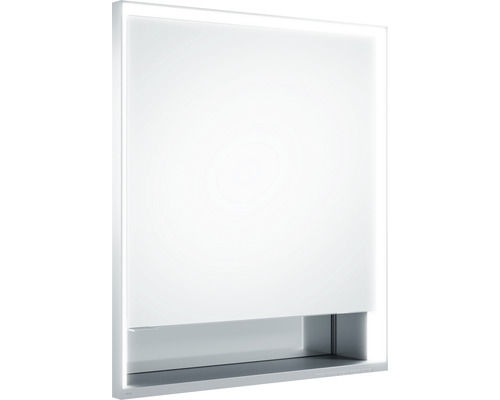 Unterputz LED-Spiegelschrank Keuco Royal Lumos links 1-türig 65x16,5x73,5 cm silber mit Ablagefach offen