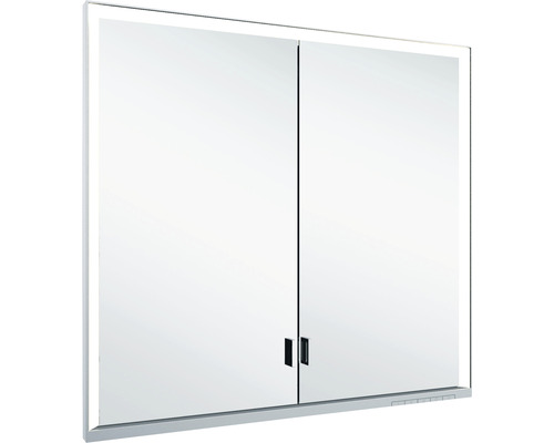 Unterputz LED-Spiegelschrank Keuco Royal Lumos 2-türig 80x16,5x73,5 cm silber Spiegelschrank mit zwei Türen und integrierter Beleuchtung