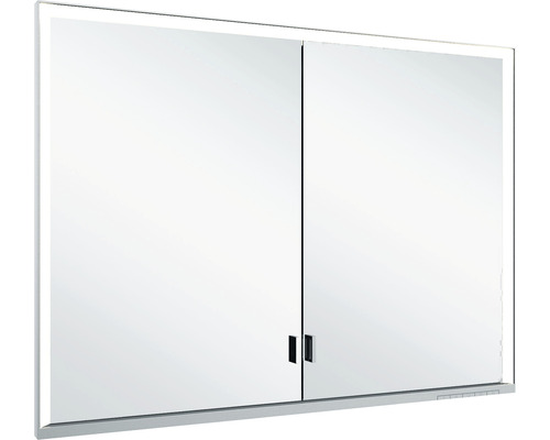 Unterputz LED-Spiegelschrank KEUCO Royal Lumos 2-türig 100x16,5x73,5 cm silber Spiegelschrank mit zwei Türen und LED-Beleuchtung