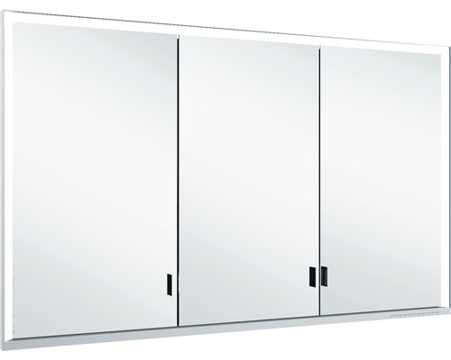 Unterputz LED-Spiegelschrank Keuco Royal Lumos 3-türig 120x16,5x73,5 cm silber Spiegelschrank mit drei Türen und Beleuchtung