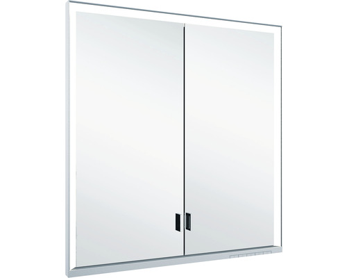 Unterputz LED-Spiegelschrank Keuco Royal Lumos 2-türig 70x16,5x73,5 cm silber Spiegelschrank mit zwei Türen und Beleuchtung