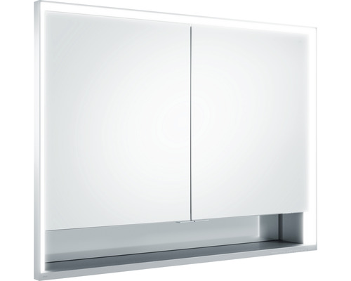 Unterputz KED-Spiegelschrank Keuco Royal Lumos 2-türig 105x16,5x73,5 cm silber Beleuchteter Spiegelschrank für das Badezimmer mit zwei Türen