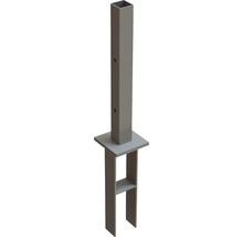 Stützpfosten aus Metall mit quadratischem Querschnitt und Montageplatte